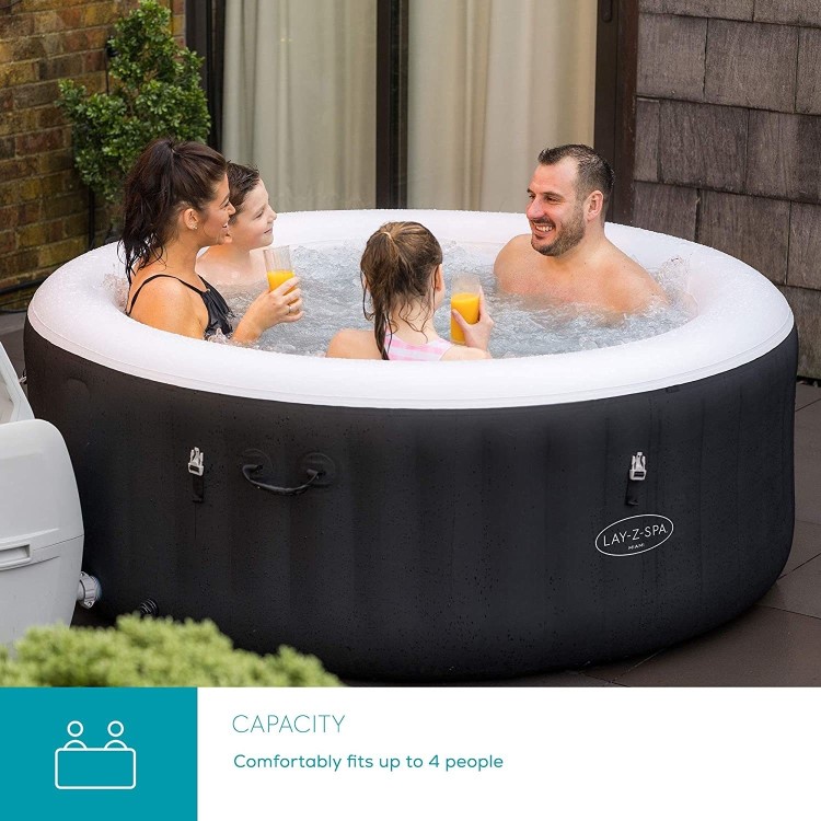 Lay-Z Spa AirJet Miami 4 Person Inflatable Hot Tub in Black - Box Opened