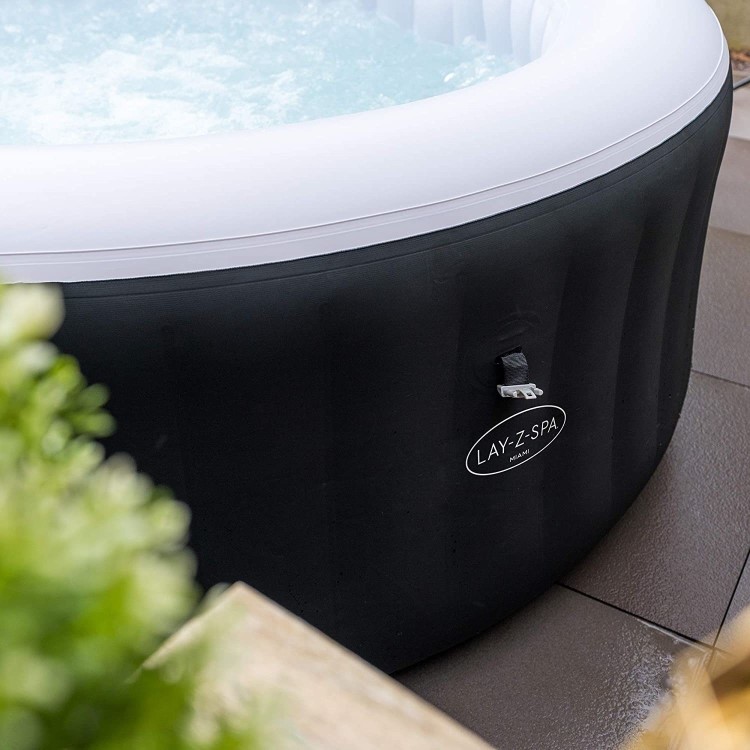 Lay-Z Spa AirJet Miami 4 Person Inflatable Hot Tub in Black - Box Opened