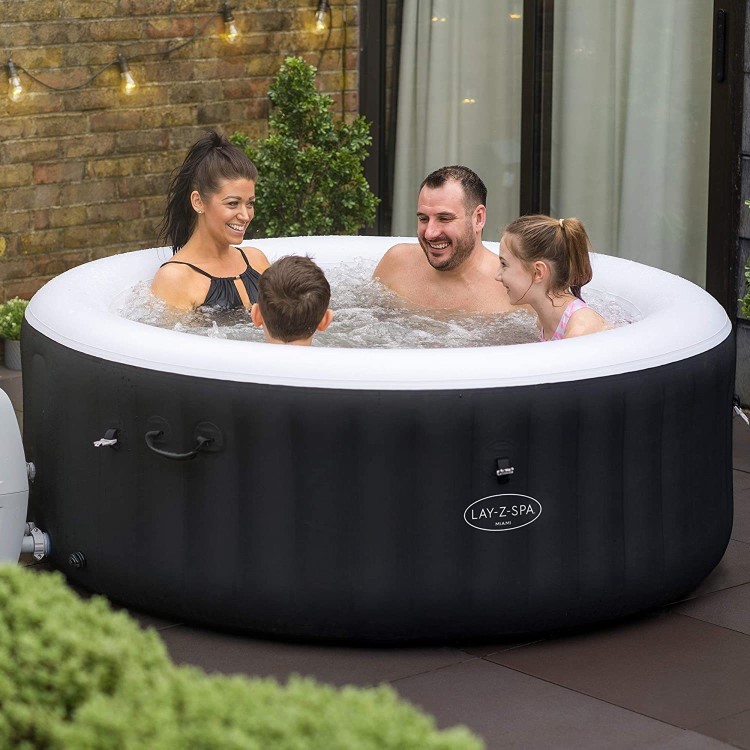 Lay-Z Spa AirJet Miami 4 Person Inflatable Hot Tub in Black - Box Opened