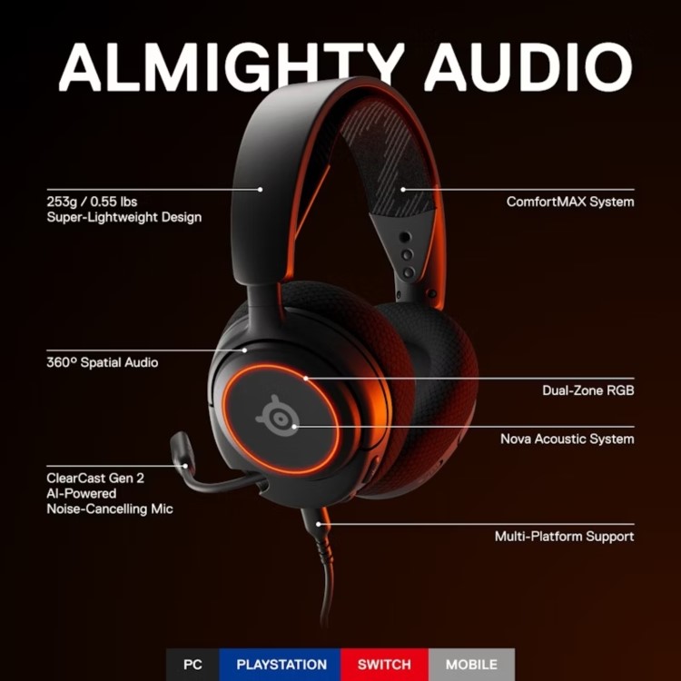 SteelSeries Arctis Nova 3 Wired RGB with Microphone Gaming Headset