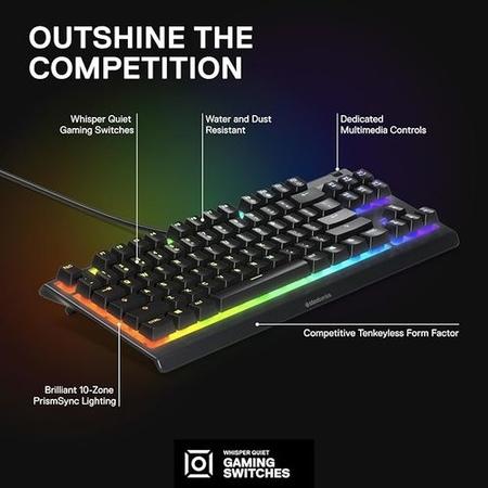 SteelSeries Apex 3 Tenkeyless RGB Wired Gaming Keyboard Black