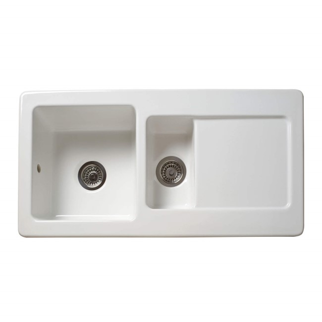 Reginox 1.5 Bowl Reversible Drainer Ceramic White Inset Kitchen Sink