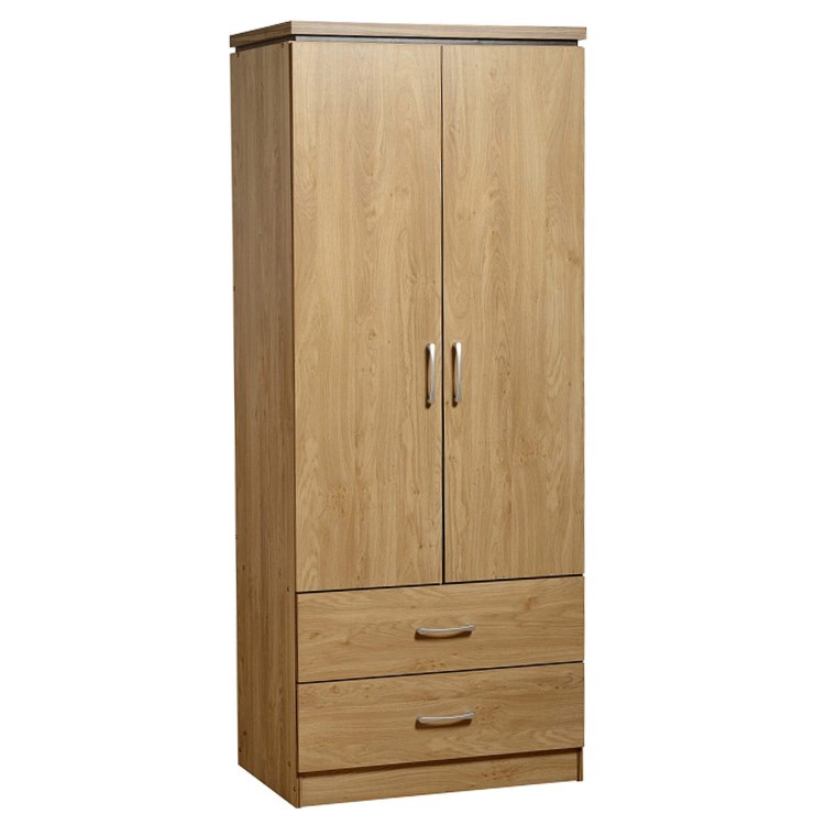 Seconique Charles 2 Door 2 Drawer Wardrobe in Oak