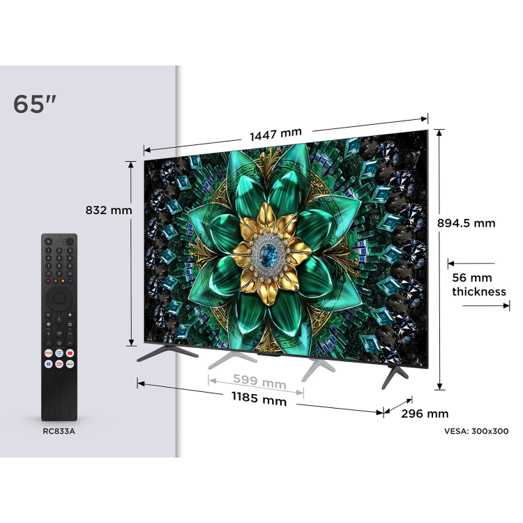 TCL 65Q6C-UK 65" 4K QD-Mini LED Smart Google TV – 144Hz Dolby Vision IQ Game Master