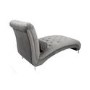 Chaise Lounge Seat in Grey Tufted Crushed Velvet - Shankar