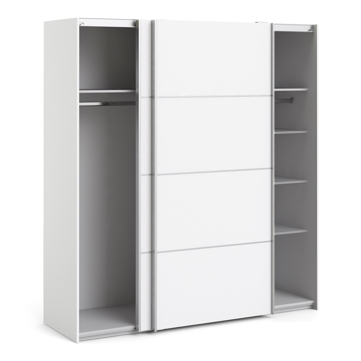 Tall White 2 Door Sliding Wardrobe with Shelves Verona