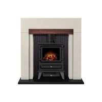 Black Freestanding Electric Stove Fireplace Suite 2kW - Adam Salzburg