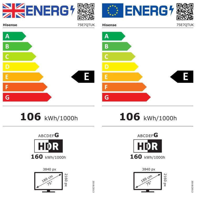 Hisense 75E7QTUK 75 inch Smart 4K Ultra HD QLED TV