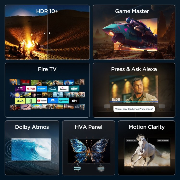 TCL 75V6D-UK 75 Inch 4K UHD Smart Fire TV  HDR10+ Dolby Atmos & Alexa Built-In