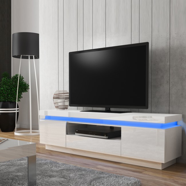 Evoque LED Light Effects White High Gloss TV Unit