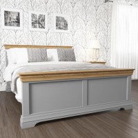 GRADE A3 - Loire Grey and Oak Kingsize Bed Frame