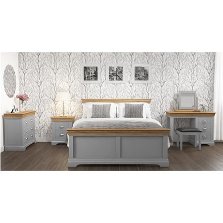 Loire Two Tone Kingsize Bed Frame in Grey and Oak