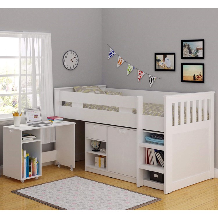 GRADE A1 - Seconique Merlin Study Mid Sleeper in White - Exclusive To Us!