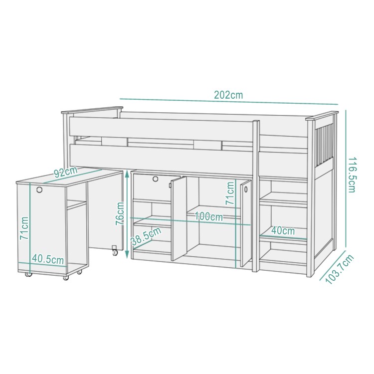 GRADE A1 - Seconique Merlin Study Mid Sleeper in White - Exclusive To Us!