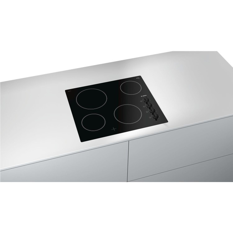 Refurbished Bosch Serie 2 PKE611CA1E 60cm 4 Zone Ceramic Hob with Knob Controls Black