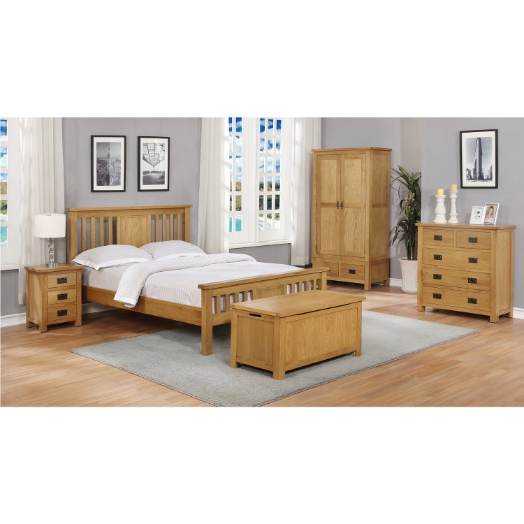 Rustic Saxon Oak Chest of Drawers with 5 Drawers