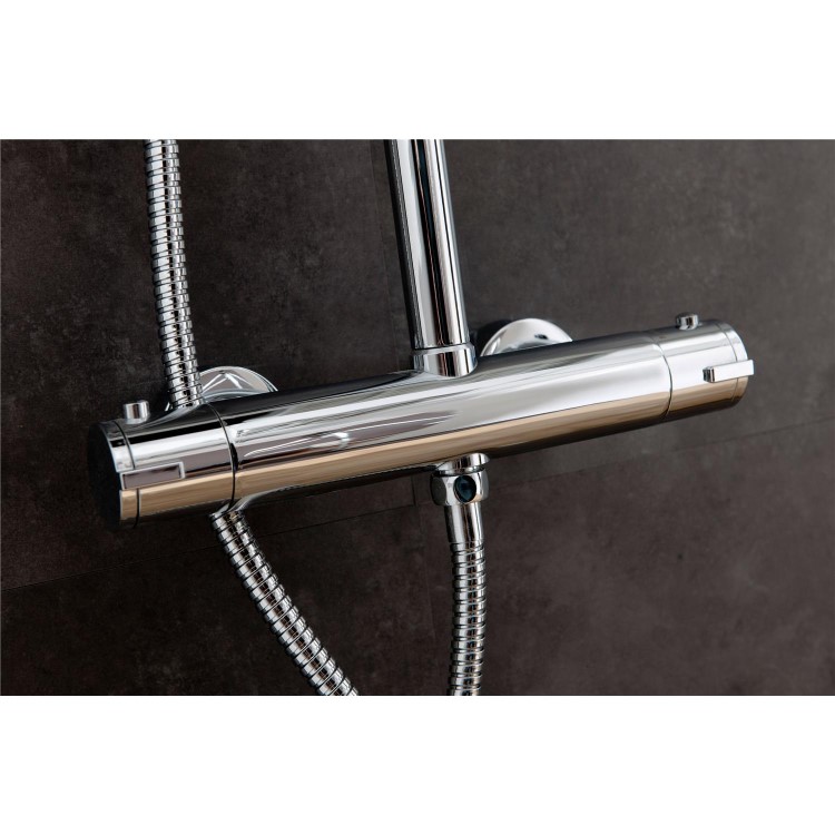 GRADE A1 - Dio Round Shower with Thermostatic Valve & Slide Rail Kit