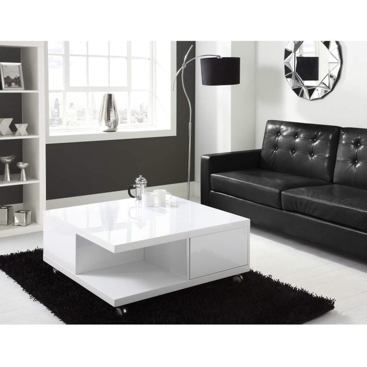 High Gloss White Storage Coffee Table - Tiffany Range