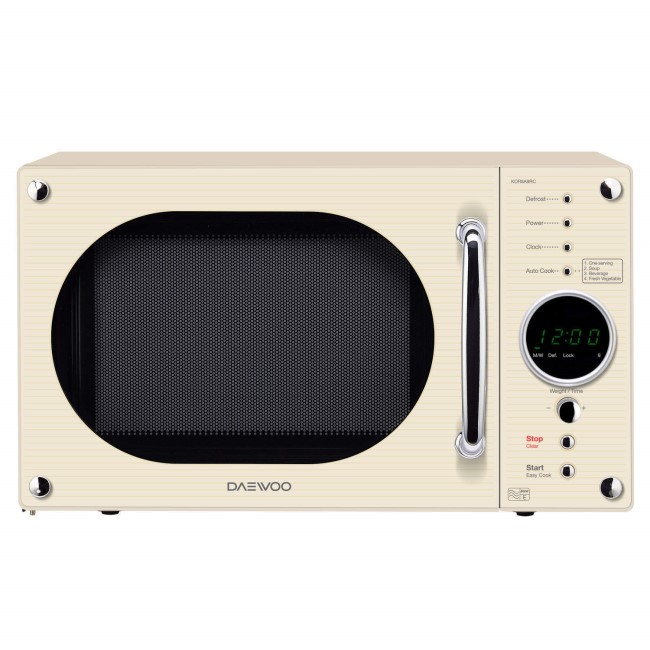 Daewoo KOR8A9RC 23L 800W Retro Design Freestanding Microwave in Cream