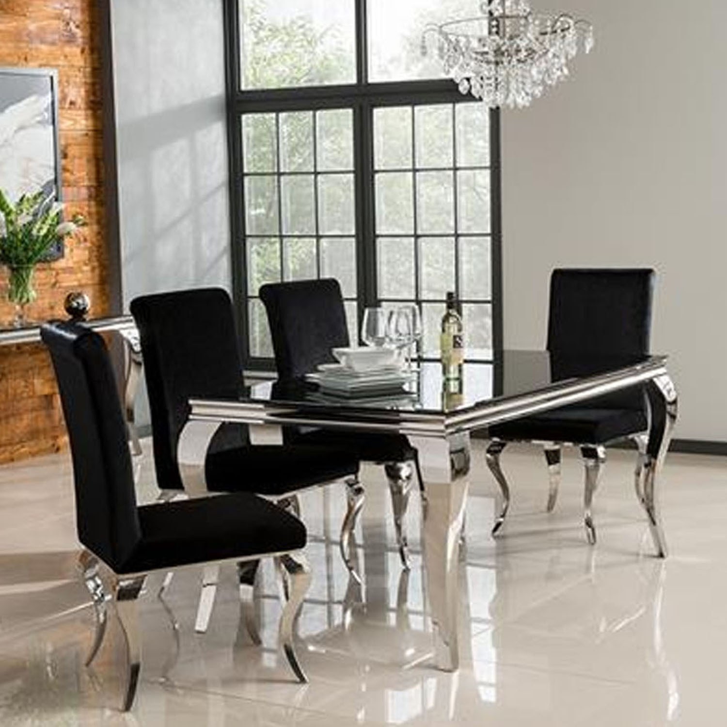 Louis black deals glass dining table