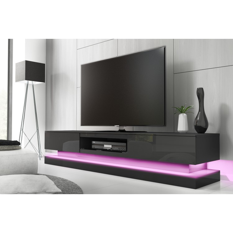 Evoque Large Grey High Gloss TV Unit with Lower LED Lighting - TV's up to 70"