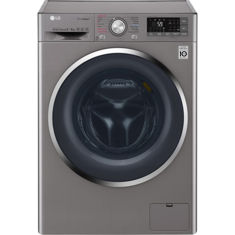 LG F4J8FH2S 9kg Wash 6kg Dry Eco Hybrid Freestanding Washer Dryer With TrueSteam And SmartThinQ - Shiny Steel