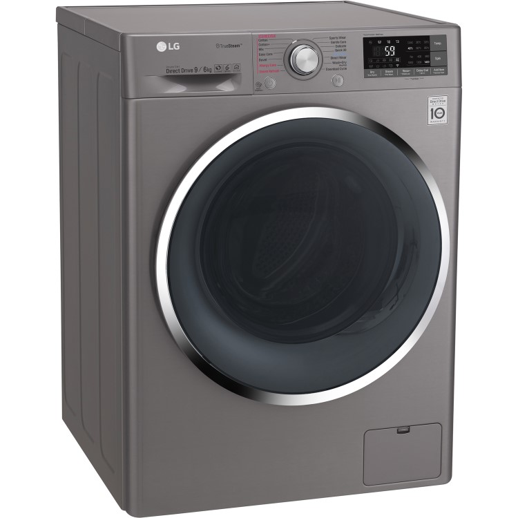 LG F4J8FH2S 9kg Wash 6kg Dry Eco Hybrid Freestanding Washer Dryer With TrueSteam And SmartThinQ - Shiny Steel