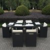 Black Rattan 6 Seater Cube Outdoor Garden Table and Chairs + 6 Burner Black Gas BBQ