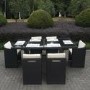 Black Rattan Garden Furniture Dining Set - Table & 6 Chairs