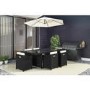Black Rattan Garden Furniture Dining Set - Table & 6 Chairs