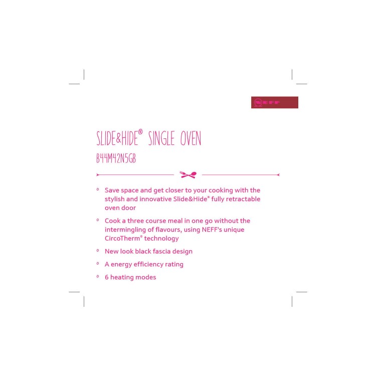 Neff B44M42N5GB 5 Function Slide And Hide Single Oven With Catalytic Cleaning - Stainless Steel