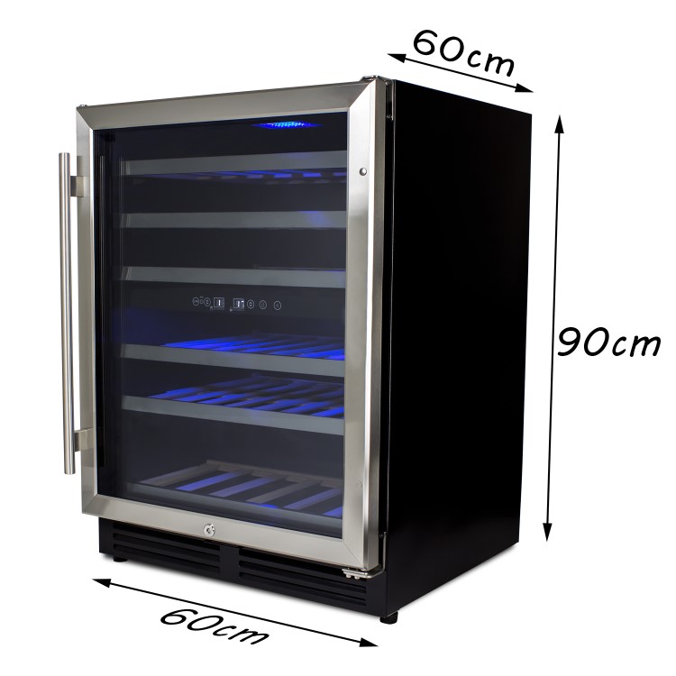 electriQ 60cm Wide 51 Bottle Dual Zone Wine Cooler - Stainless Steel/Black