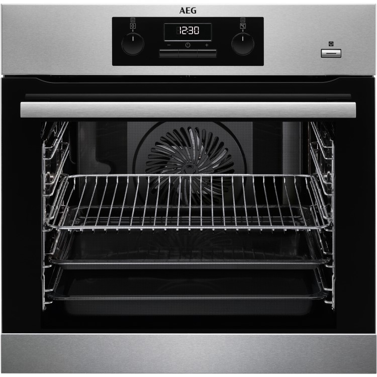 Refurbished AEG SteamBake BES351010M Multifunction 60cm Single Built In Electric Oven Stainless Steel