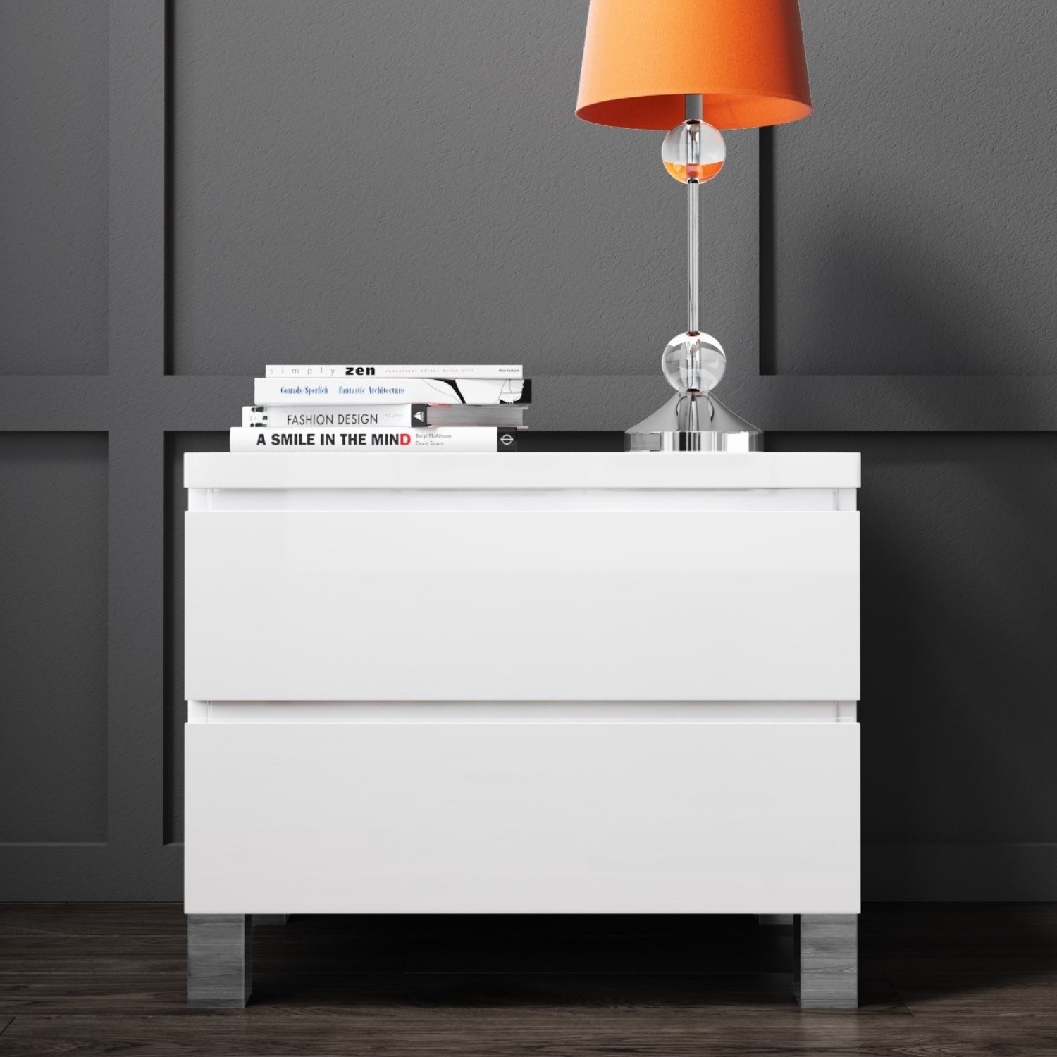 Jenson White High Gloss 2 Drawer Bedside Drawers Buy It Direct