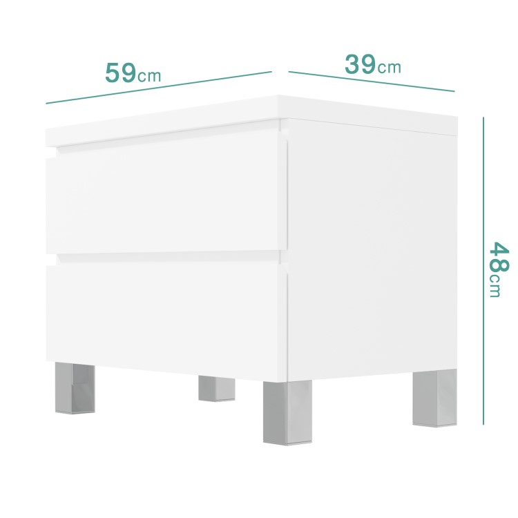 Jenson White High Gloss 2 Drawer Bedside Drawers