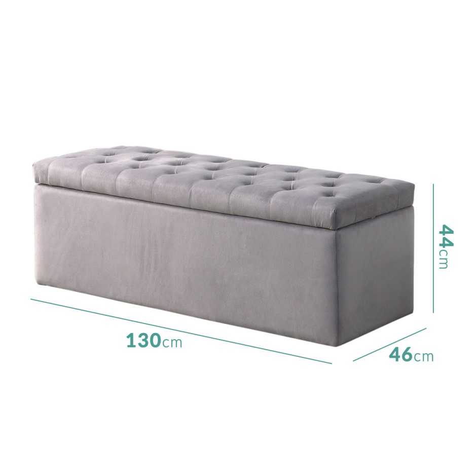 Safina Ottoman Storage Box in Grey Velvet BuyItDirect.ie