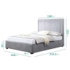 Safina King Size Ottoman Bed with Stud Detailing in Grey Velvet