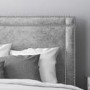 Safina King Size Ottoman Bed with Stud Detailing in Grey Velvet