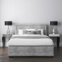 Safina King Size Ottoman Bed with Stud Detailing in Grey Velvet