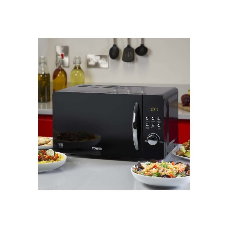 Tower T24012 800 Watt 20 Litre Freestanding Microwave Oven - Black