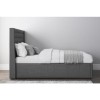 Safina King Size Wing Back Bed with Stud Detail in Woven Grey Fabric
