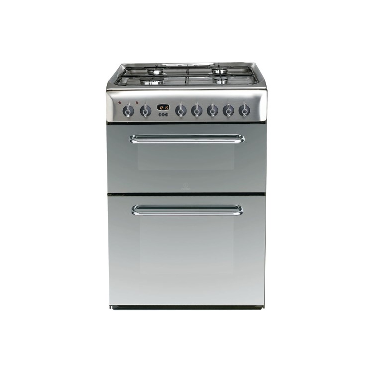 Refurbished Indesit KDP60SES 60cm Double Oven Dual Fuel Cooker Stainless Steel