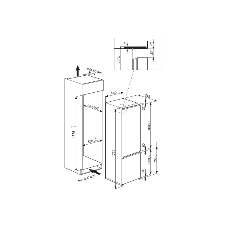 Hotpoint HMCB7030AADAF 70-30 Split Integrated Fridge Freezer