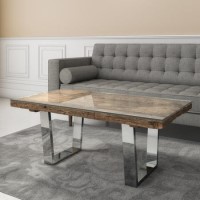 Grayson Industrial Coffee Table in Railway Wood with Glass Top