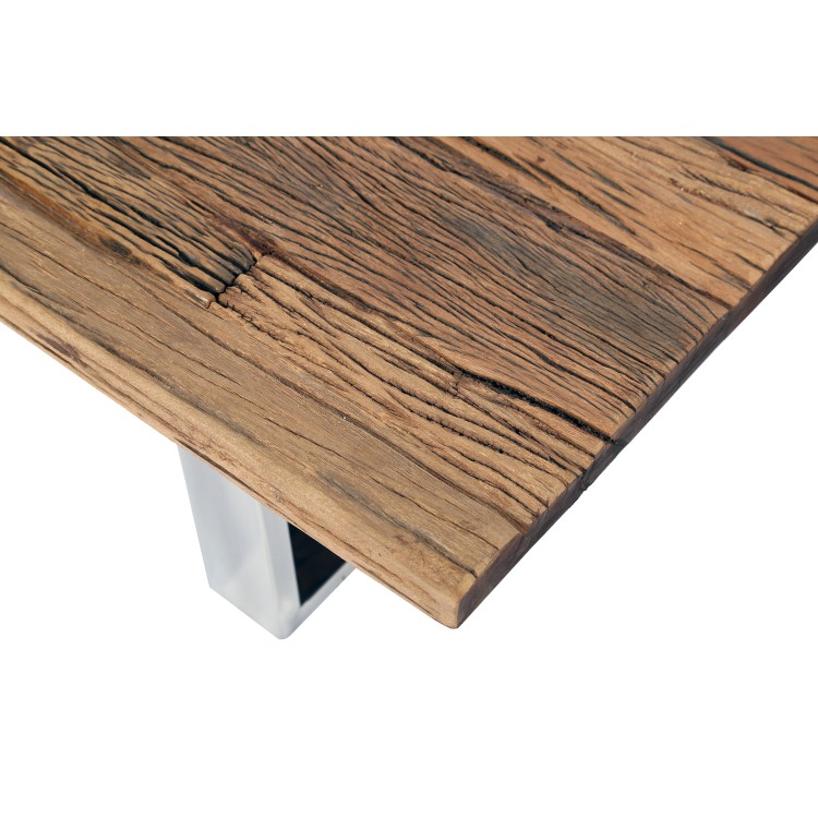 Grayson Industrial Coffee Table in Railway Wood with Glass Top