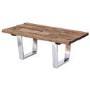 Grayson Industrial Coffee Table in Railway Wood with Glass Top