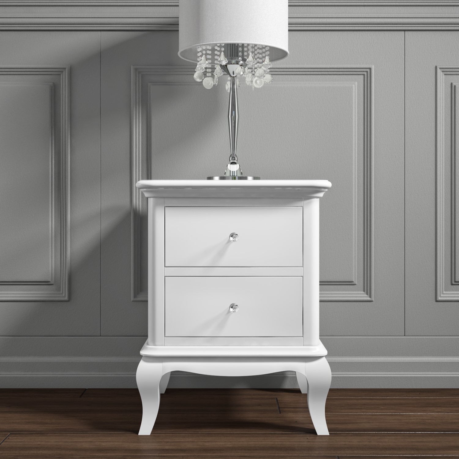 Florentine 2 Drawer French Style Bedside Table In White Buy It
