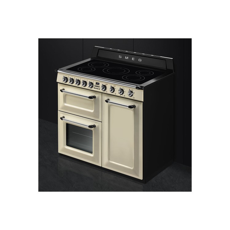 Smeg TR103IP 100cm Victoria Gloss Cream Three Cavity Traditional Cooker with Side Opening