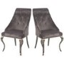 Set of 2 Grey Velvet Dining Chairs with Silver Legs - Vida Living Cassia