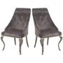 Set of 2 Grey Velvet Dining Chairs with Silver Legs - Vida Living Cassia